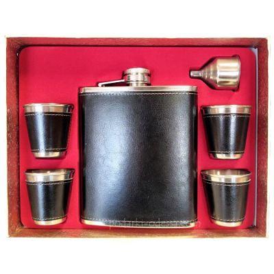 Подарочный набор (фляга 500 мл + 4 рюмки и лейка)