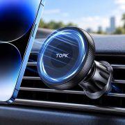 Автодержатель для телефона TOPK магнитный на воздуховод, 20 магнитов, 360°