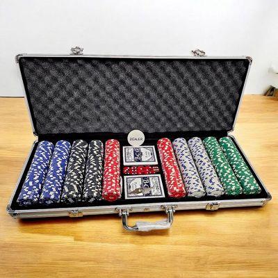 Покерный набор на 500 фишек в чемодане, с номиналом