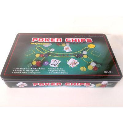 Набор для игры в покер 300 фишек + полотно Blackjack
